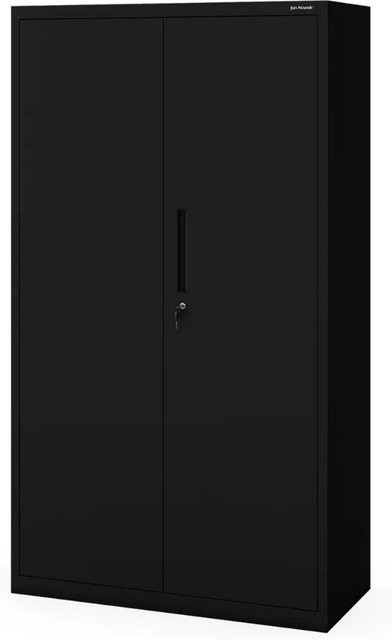 JAN NOWAK Metallschrank MEGAN Schwarz mit Sockel, Aktenschrank und Werkstattschrank aus Stahl, H: 160 cm, B: 90 cm, T: 40 cm - Bild 1