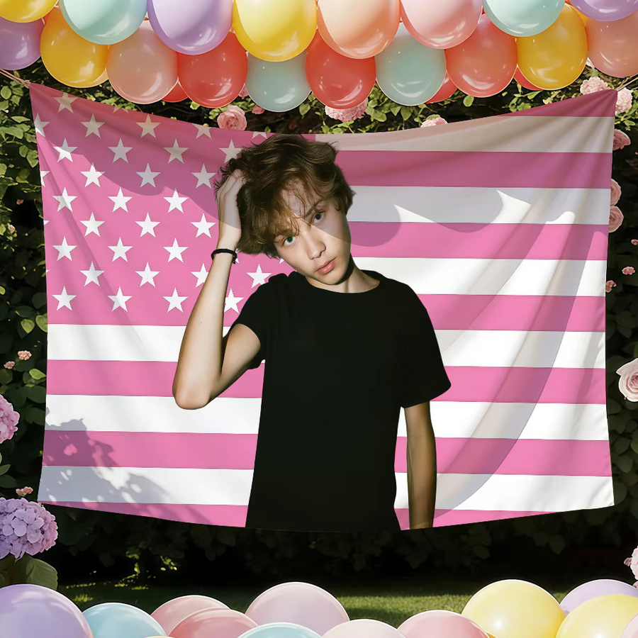Nettspend Flagge Pink gestreift mit Sternen als Wandkunst Dekoration B: 60,0 cm, H: 40,0 cm - Bild 2