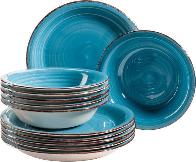 Mäser Teller-Set Lumaca aus Steingut in Blau - Bild 1