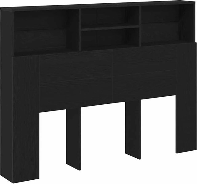 vidaXL Kopfteil Schrank in Schwarz und Eichen-Optik mit integriertem Regal, B: 140 cm, T: 19 cm, H: 103,5 cm - Bild 1