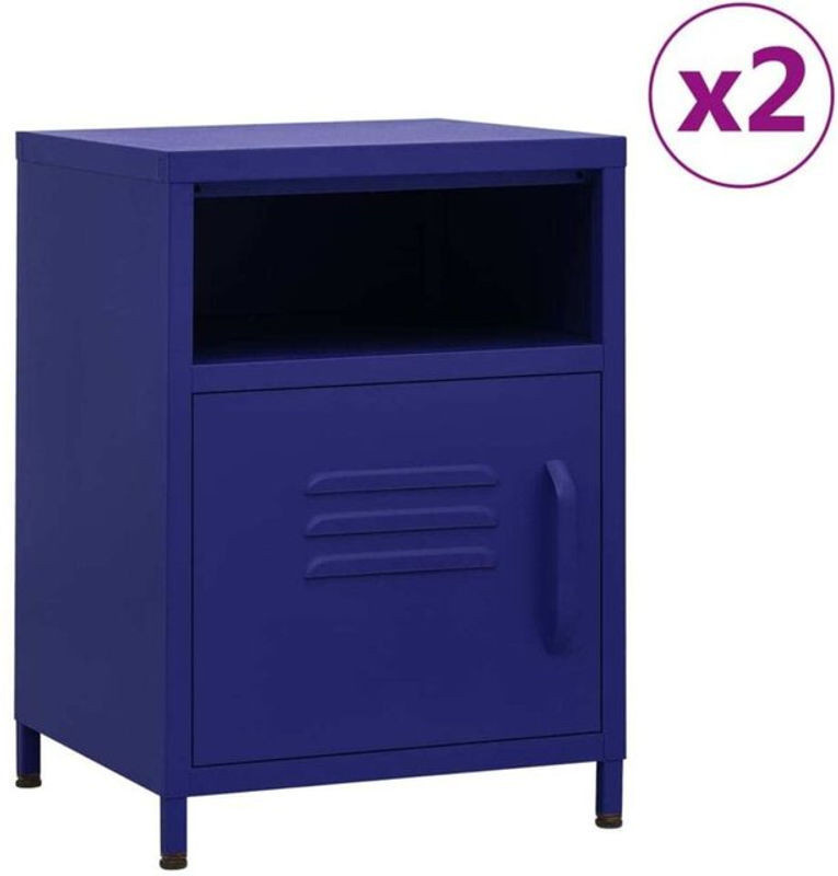 Set aus 2 Nachttischen von vidaxl in Marineblau im Industrial Design aus Stahl, B/T/H: 35 x 35 x 51 cm - Bild 1
