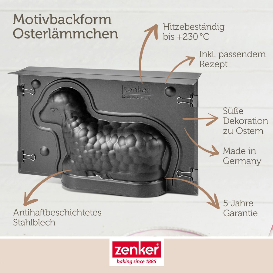 Zenker Backform Lamm Mini Special-Season, Schwarz, Antihaftbeschichtet, B: 23,5 cm, T: 15 cm - Bild 3