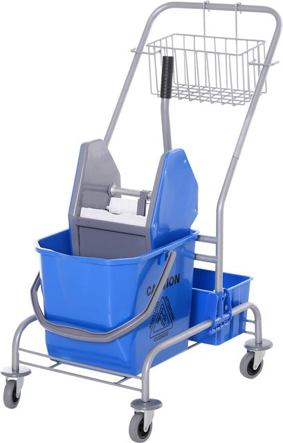 HOMCOM Reinigungswagen Blau mit 25 Liter Fahreimer und Wringer sowie Mopp-Haken - Bild 1