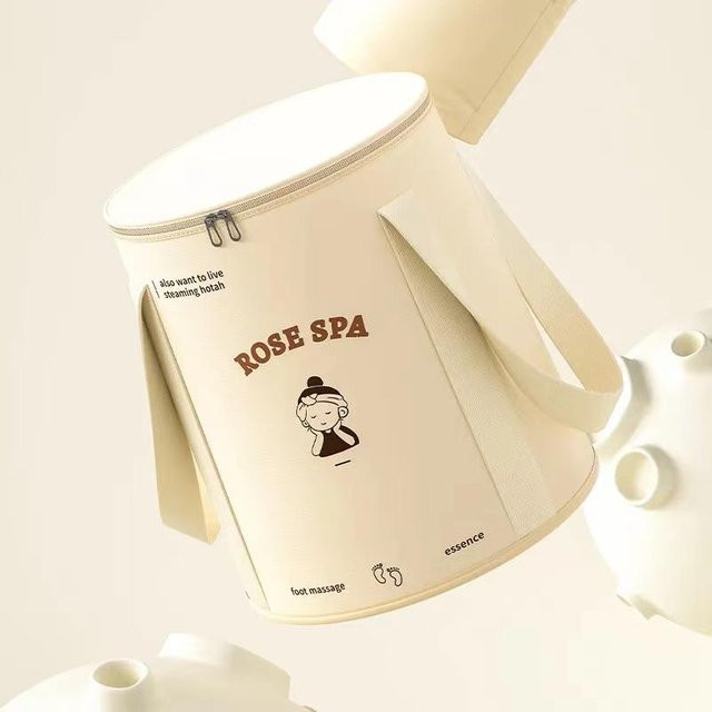 Nordic Faltbarer Fußbadeeimer von Yiran Furniture in Beige für Massage, Spa und Dampfbad - Bild 1