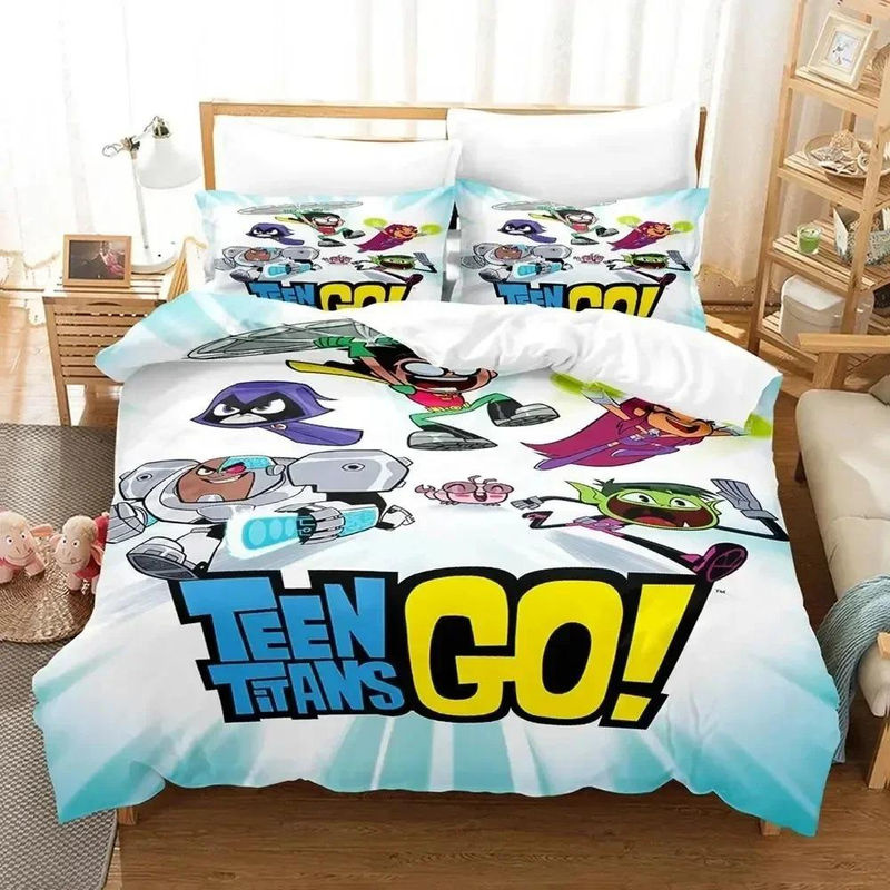Teen Titans Go Bettwäscheset von Binchi Fitness in Lila mit 3D-Druck, bestehend aus Bettbezug und Kissenbezügen, B/H: 210 x 210 cm - Bild 4