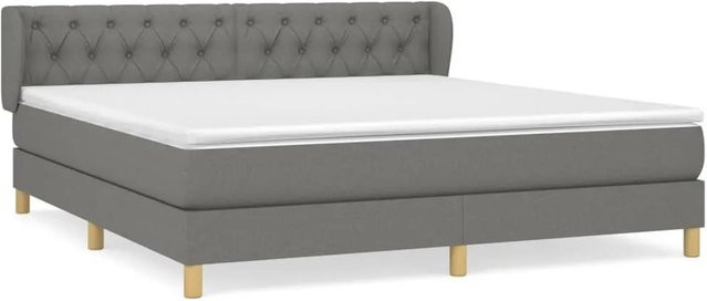 vidaXL Boxspringbett Hybrid mit Matratze und Kopfteil, Grau, B: 160 cm, H: 163 cm, T: 78 cm - Bild 1