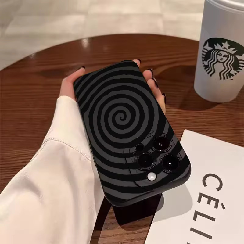 Stoßfeste Silikon-Handyhülle mit Swirl Circle Pattern für iPhone Modelle in Schwarz - Bild 4