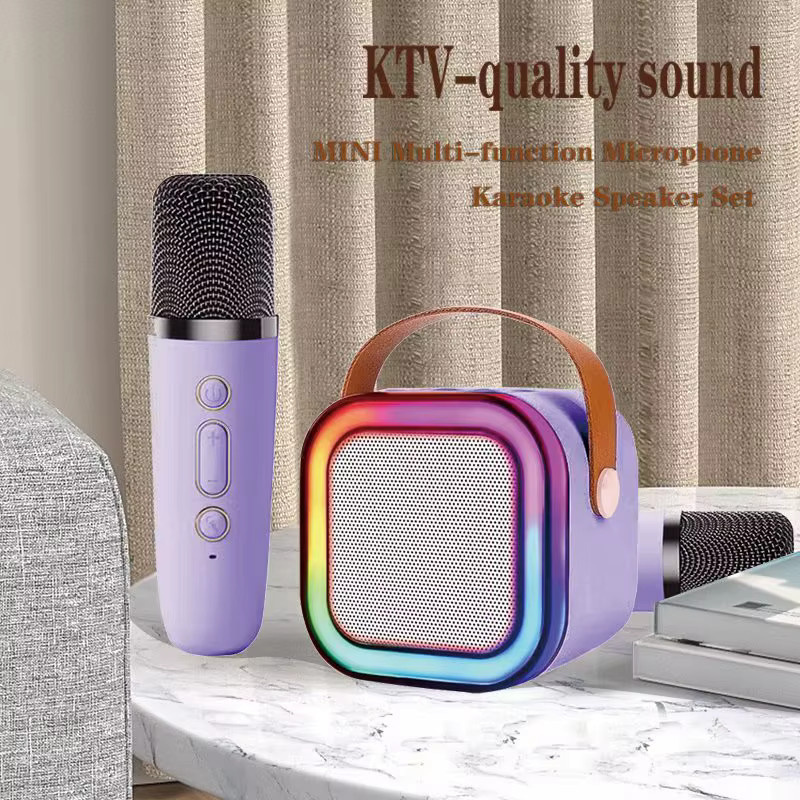 HLWL K12 Tragbare Mini-Karaokemaschine in Lila mit Bluetooth und kabellosem Mikrofon - Bild 4