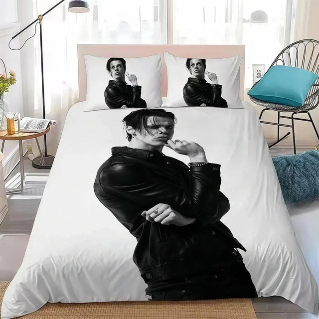 Flylo Bettwäsche-Set Yungblud Idols mit 3D-Druck, Bettbezug und Kissenbezügen, Weiß, B/H: 200 x 200 cm - Bild 1