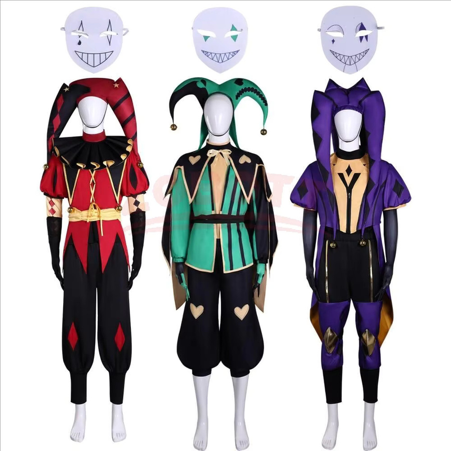 ZOBOTT Clown-Kostüm Zirkus, Joker-Uniform mit Oberteil und Hose, Lila, Bunt / Mehrfarbig - Bild 2