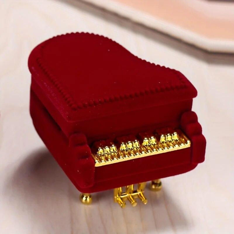 Schmuckbox in Klavierform von Pure Living Co. aus Samt in Weinrot zur Aufbewahrung von Ringen und Schmuck - Bild 3