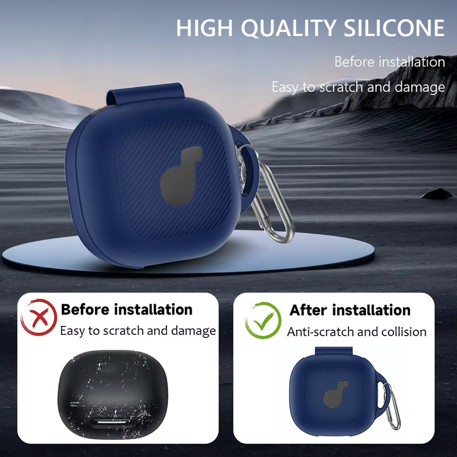 Silikon Schutzhülle für Anker Soundcore P40i Ohrhörer mit Karabiner in Beige oder Blau - Bild 4
