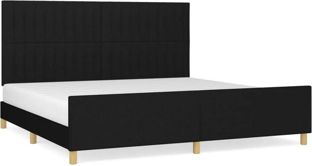 vidaXL Bettgestell mit Kopfteil in Schwarz aus Stoff und Sperrholz, B/T/H: 200 x 200 x 118 cm - Bild 1