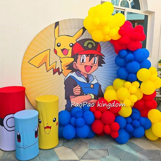 Potdemiel Pokemon Pikachu Folienballons, Bogen-Girlanden-Set, Latexballons, Zahlenballons - Bild 1