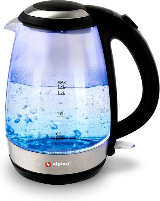 Alpina Glaswasserkocher aus Glas und Edelstahl in Schwarz mit 1,7 l Volumen - Bild 1