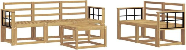vidaXL Outdoor-Sofagarnitur aus Akazienholz in Weiß, 6-teilig mit Tisch und Kissen, B/T/H: 59 x 59 x 37 cm - Bild 1