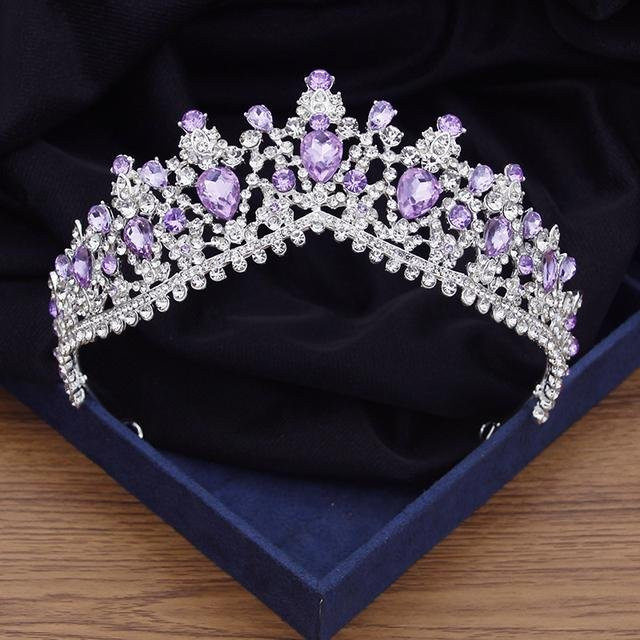 Wucifang Jewelry Haarschmuck Krone, Lila Strass Kristall, Damen - Bild 1