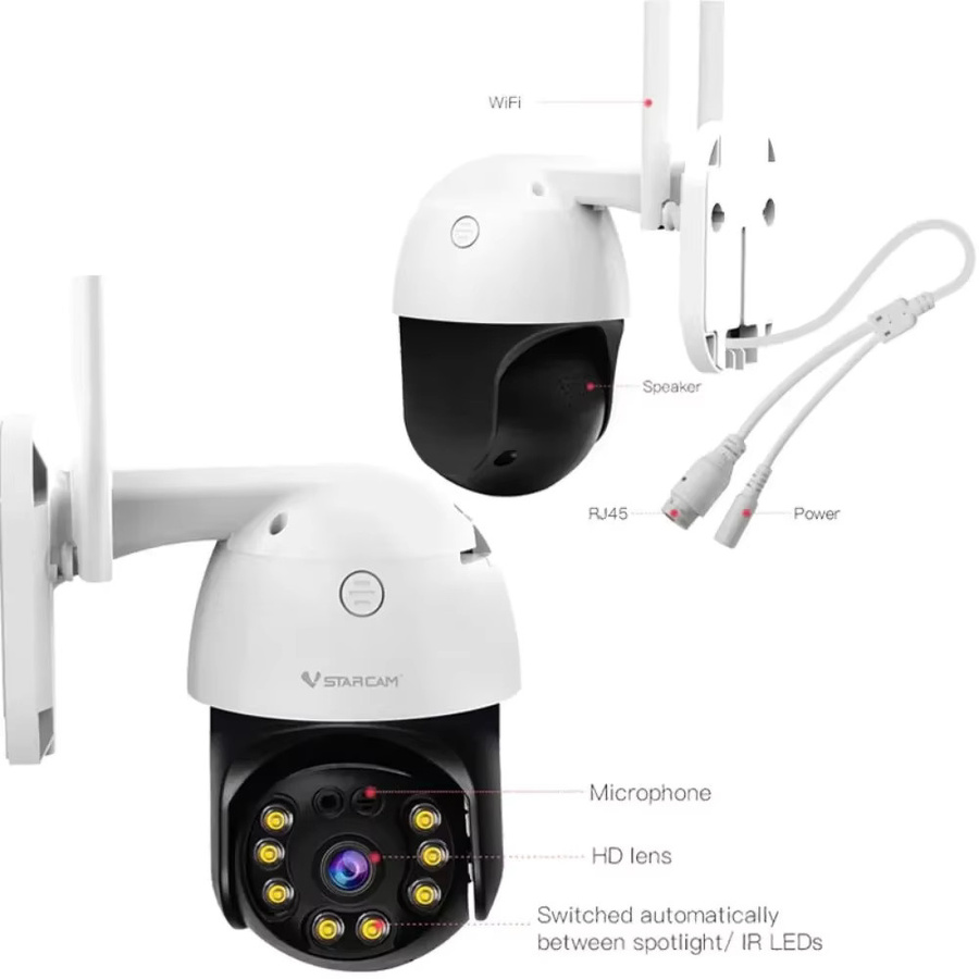 Vstarcam CS64 Outdoor IP-Kamera mit 3MP Auflösung, wasserdichte Smart Home Dome Kamera in Weiß mit Nachtsicht, KI-menschlicher Erkennung und Zwei-Wege-Audio via Wi-Fi - Bild 4