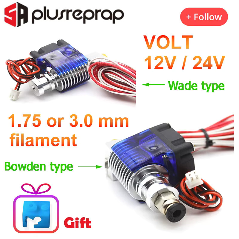 5Aplusreprap V6 J-Head Hotend Set in Silber für 1,75mm und 3mm Filament, inklusive Heizung, Thermistor, Lüfter und Düse für Wade- oder Bowden-Extruder - Bild 2