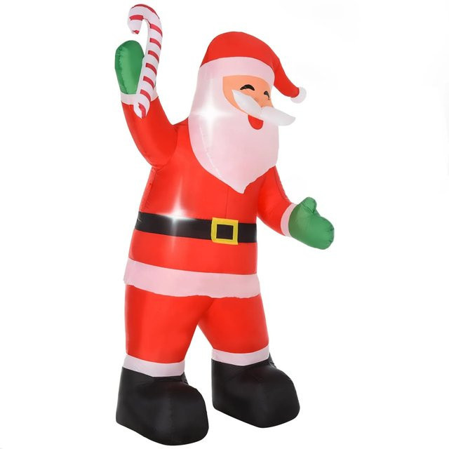 HOMCOM Aufblasbare Weihnachtsdekoration aus Polyester in Rot, Weiß und Grün, H x B x T: 243 x 95 x 125 cm - Bild 1