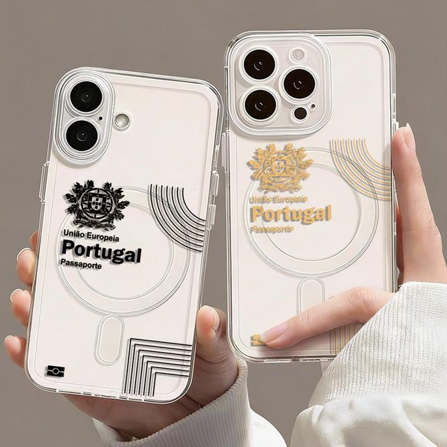 Magnetische transparente Handyhülle mit Portugal-Pass-Design für Apple iPhone 17 16 15 14 13 12 Pro Max Plus - Bild 1