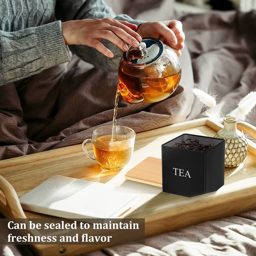 Willstar 3er Set Vakuum Versiegelte Vorratsgläser aus Glas und Metall für Kaffee, Tee und Zucker in Schwarz und Weiß - Bild 5