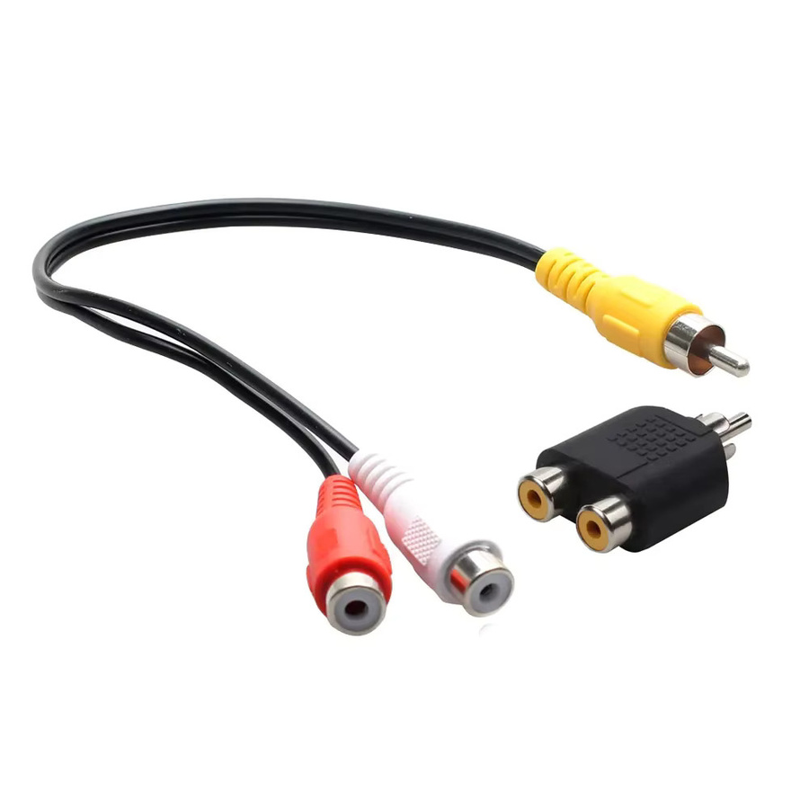 BSN Stereo Audio Kabel 3,5mm Klinke auf 2RCA Adapter in Schwarz - Bild 1