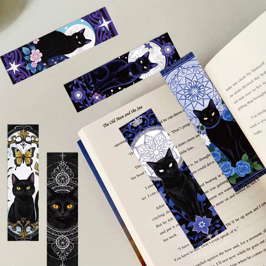 30 Stück Wasserdichte Lesezeichen im Cartoon Gothic Katze Design aus Papier, Mehrfarbig - Bild 3
