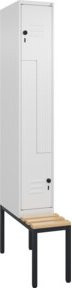 C+P Z-Spind Classic PLUS Sitzbank mit 2 Fächern und Sicherheits-Drehriegel, Buche-Hartholz, Farbe: Weiß/Grau, B/T/H: 212,0 x 30,0 x 81,5 cm - Bild 1