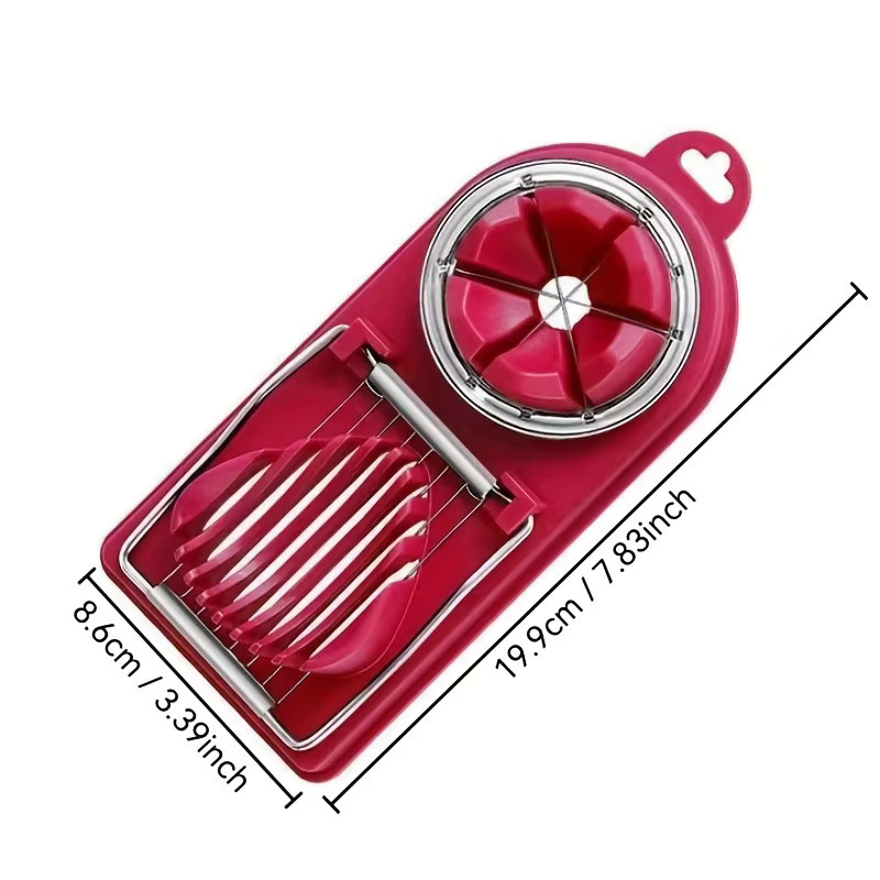 YOCITY Multifunktionaler Eierschneider aus Edelstahl in Rot mit Blumenform für Aufschnitt und Eier - Bild 6