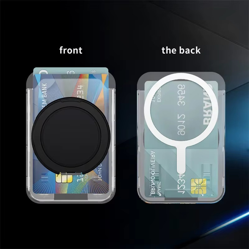 Clear Wallet 360 Grad drehbarer Magnetring-Klappständer mit MagSafe Kartenhalter für iPhone und Samsung in Transparent Blau - Bild 6