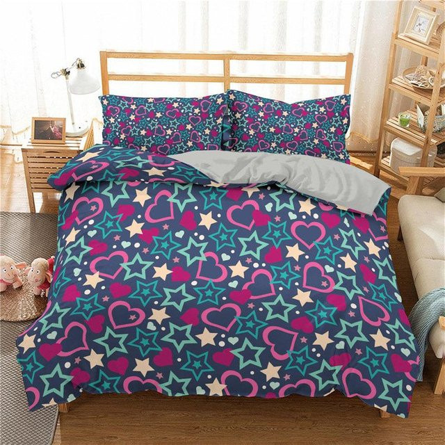 Bettwäscheset mit Sternenhimmel von Binchi Outdoor Product, Dunkelblau, Galaxie-Design aus Mikrofaser, B/H: 200 x 200 cm - Bild 1