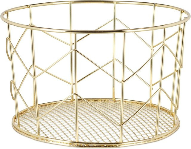 Relaxdays Drahtkorb aus Eisen in Gold im Vintage-Design, Durchmesser: 22 cm, Höhe: 12,5 cm - Bild 1
