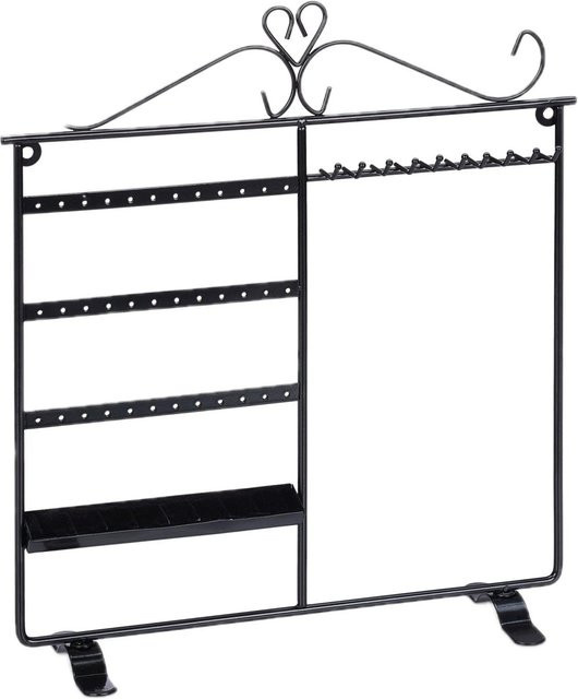 Relaxdays Schmuckhalter für Ketten und Ohrringe aus Eisen in Schwarz, Wandmontage, B/H/T: 34 x 31,5 x 9 cm - Bild 1