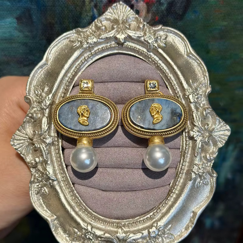 Icareu Ohrringe, Lapis Lazuli, Cameo, goldfarben, Damen - Bild 6
