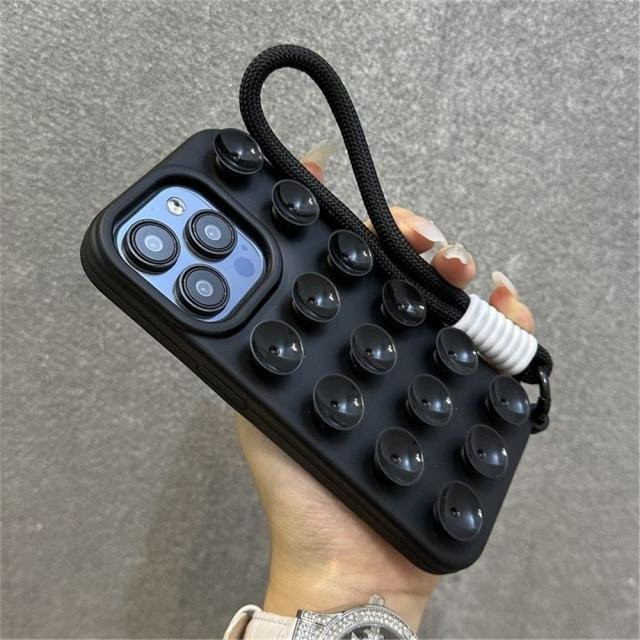 Apple iPhone Schutzhülle mit Airbag-Funktion, Saugnapf und Lanyard in Schwarz - Bild 1