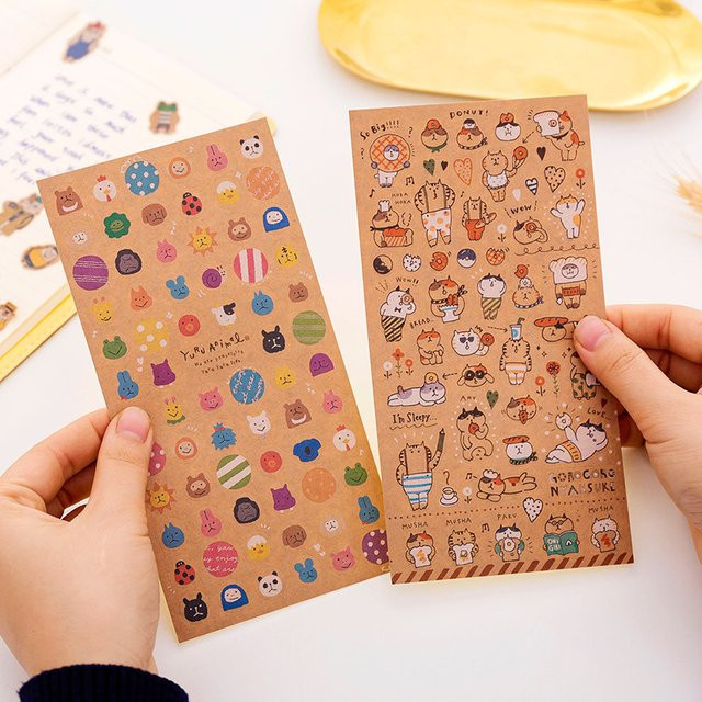 Retro Katzen Aufkleber aus Kraftpapier in Multicolour für dein Tagebuch und Scrapbooking - Bild 1