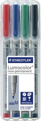 Staedtler Lumocolor M non-permanent Folienstifte 4er-Set Multicolor Blau Grün Rot Schwarz - Bild 2