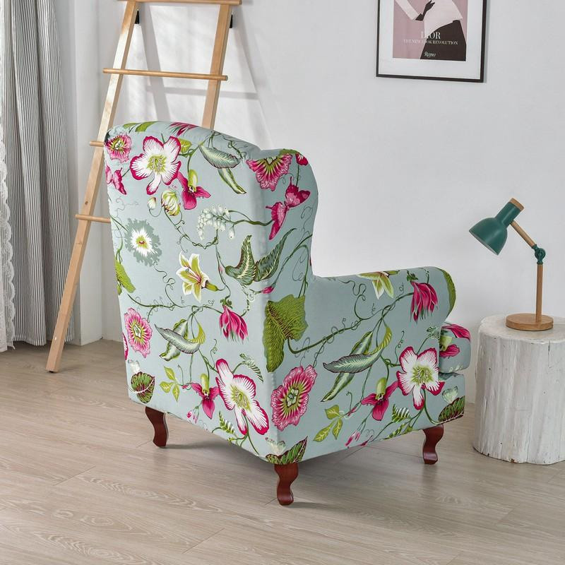 Elastischer Ohrensesselbezug mit Sitzkissenbezug von Your Warm Home in Blumen-Design zum Schutz deiner Möbel - Bild 1