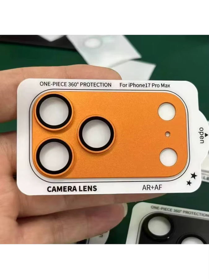 Metall Rüstung Kamera Objektiv Schutz Glas für Apple iPhone 17 Pro Max, 17 Air und 17 Plus in Orange - Bild 2