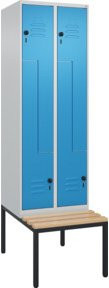 C+P Z-Spind Classic PLUS Sitzbank mit 4 Fächern und Sicherheits-Drehriegel, Sitzfläche aus Buche-Hartholz, B/T/H: 212 x 60 x 81,5 cm - Bild 1