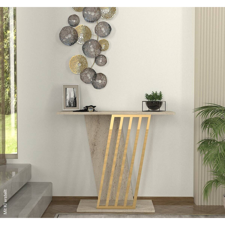 Konsolentisch Gravity in Beige mit Granit-Optik, B/H/T: 90 x 76,8 x 29,6 cm - Bild 2