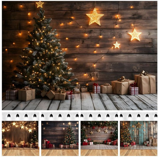 Yeele Weihnachtsbaum Fotohintergrund aus Holz für Baby- und Kinderporträts zur Weihnachtsdekoration - Bild 1