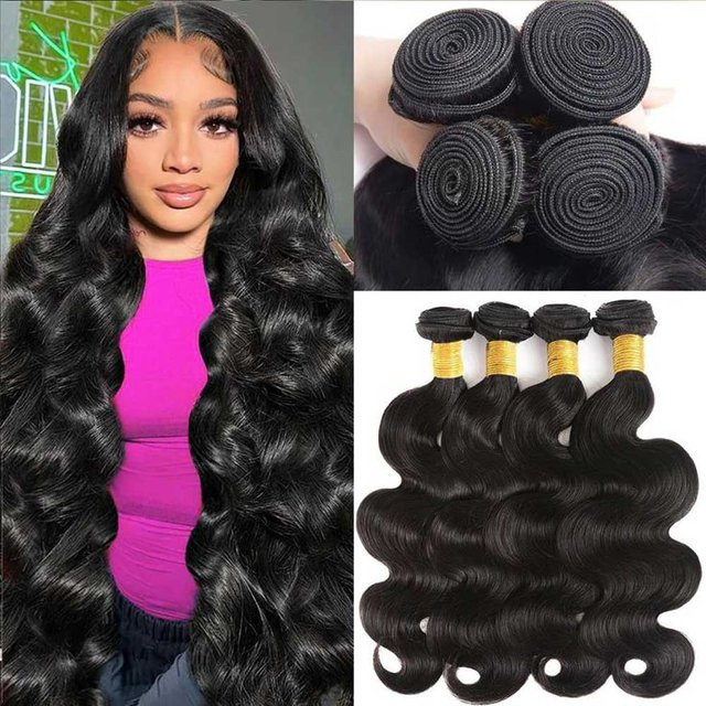 BUNGIOL Haarverlängerung Body Wave, Brasilianisches Remy Echthaar, Unisex - Bild 1