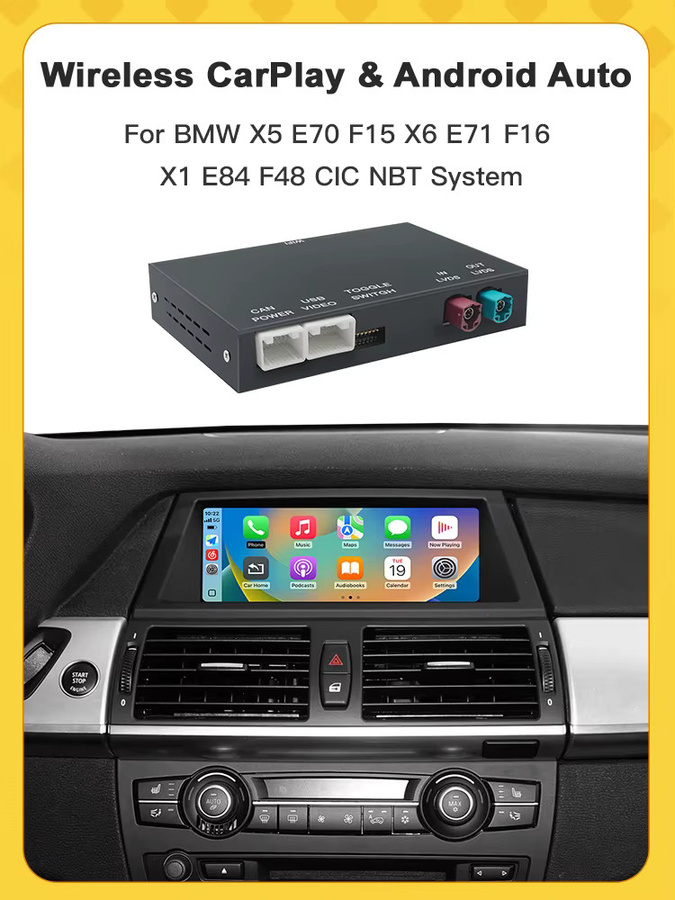 AUTOABC Multimedia Decoder Box für BMW 5er und 7er Serie (2009-2016) mit kabellosem CarPlay, Android Auto und Airplay in Schwarz - Bild 4