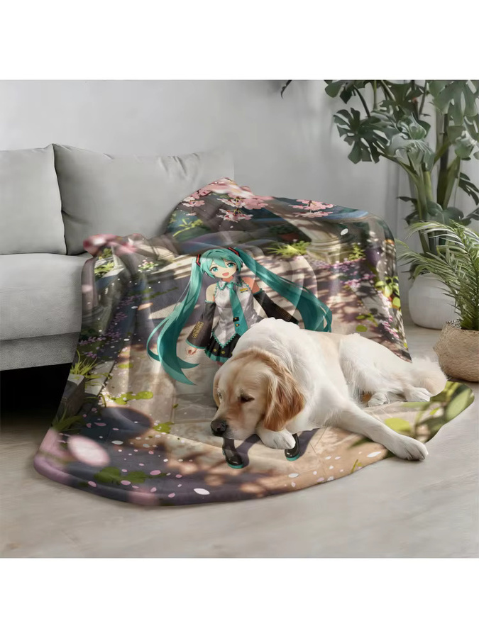 Hatsune Miku Kirschblüten-Garten Flanell-Wurfdecke in Multicolour, B/T: 100 x 70 cm - Bild 7