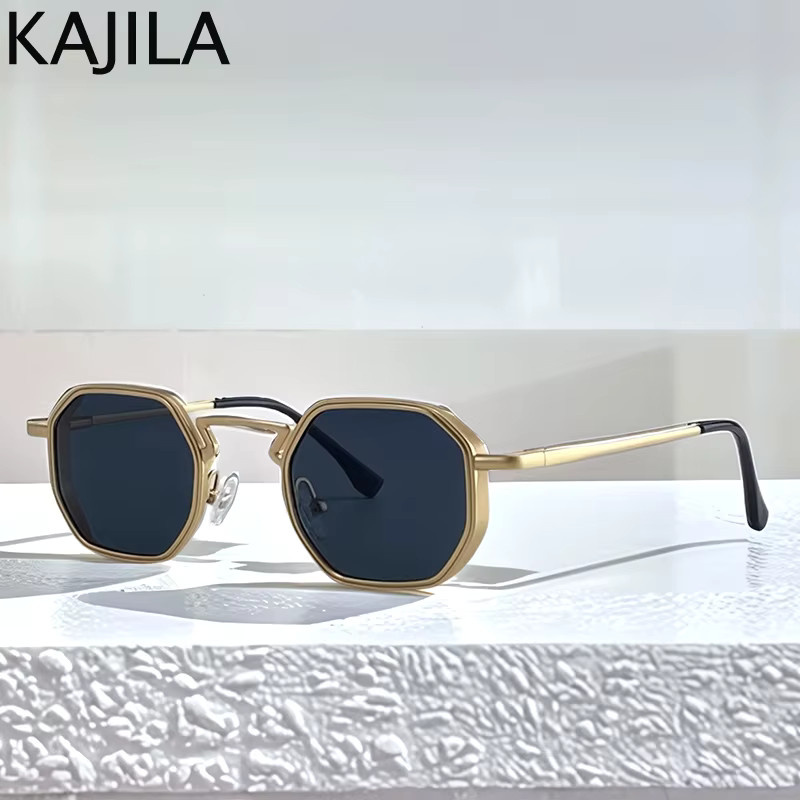 Hexagonal Kajila Sonnenbrille, Metall, Vollrand, Gold, Männer - Bild 2