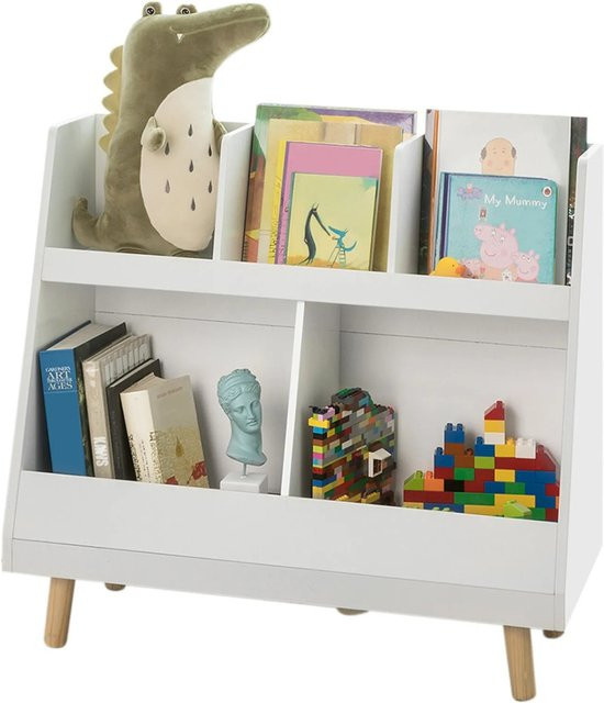 SoBuy Kinderregal KMB19-W mit 5 Fächern als Bücherregal und Aufbewahrungsregal in Weiß, B/T/H: 77 x 25 x 36 cm - Bild 1