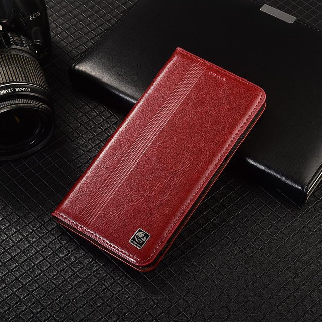 Echte Leder Klapphülle mit vertikalem Linienmuster für Motorola Moto Edge 30 40 50 60 60S G75 G84 G85 G86 Pro Neo Fusion Ultra Power in Rot - Bild 1