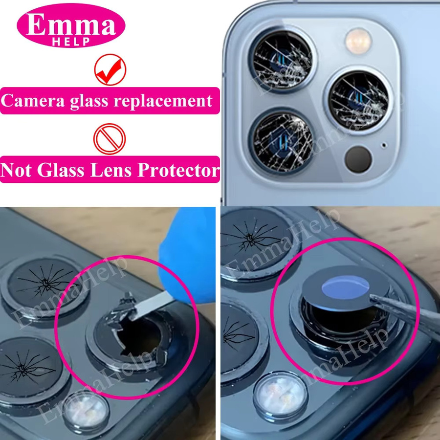 EmmaHelp 50er Set Rückkameraglas für iPhone 14 13 12 11 Pro Max X XS XR 7 8 Plus inklusive 3M-Aufkleber - Bild 5